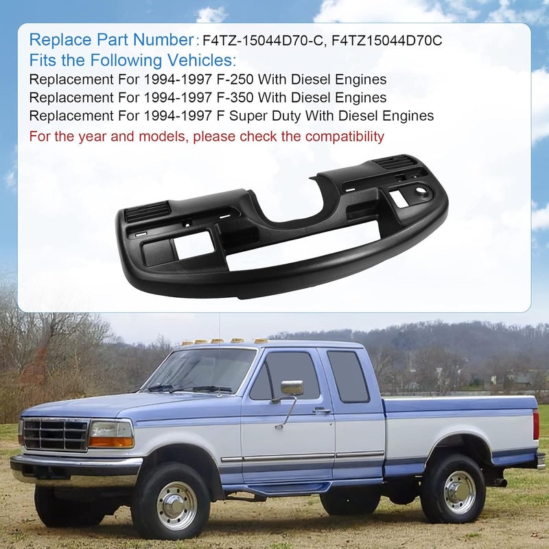 JDMSPEED Instrument Dash Cluster Bezel Dash Panel Replacement Compatible with (Diesel Engines Only) 1994-1997 Ford F250 F350 F Series Super Duty Cluster Dash Bezel F4TZ-15044D70-C - Image 2